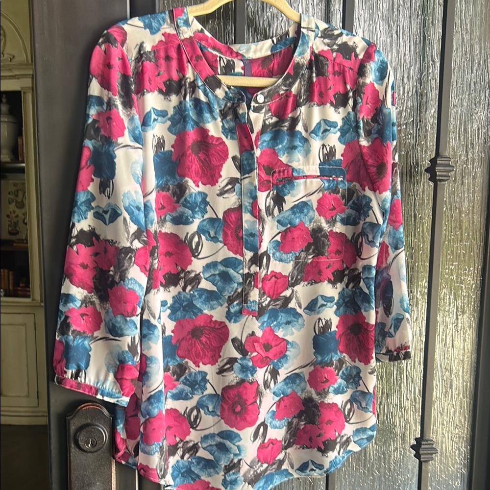 Floral Women's Top - Pink and Blue